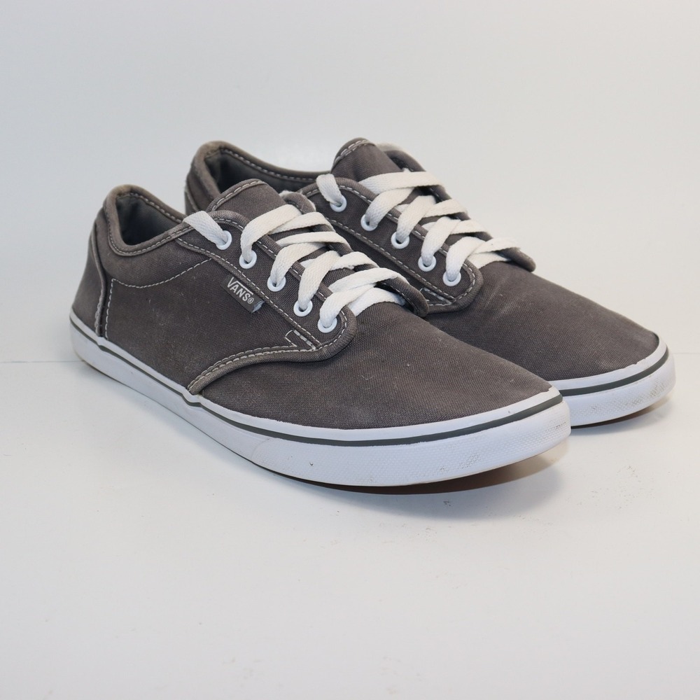 Vans Atwood Sneakers Women 8.5 Grey‎ Canvas Low Top Good Condition TB4R Skate